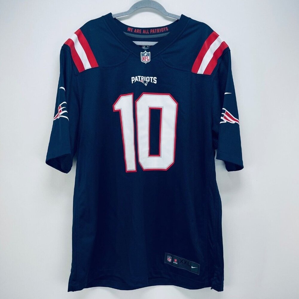 Nike T-shirt Sz XXL Mens England Patriots Jersey Blue Mac Jones #10 On Field NFL